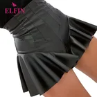 Женская винтажная юбка из ПУ кожи, однотонная черная юбка с оборками и высокой талией, модель SJ4822R на осень и зиму, 2021