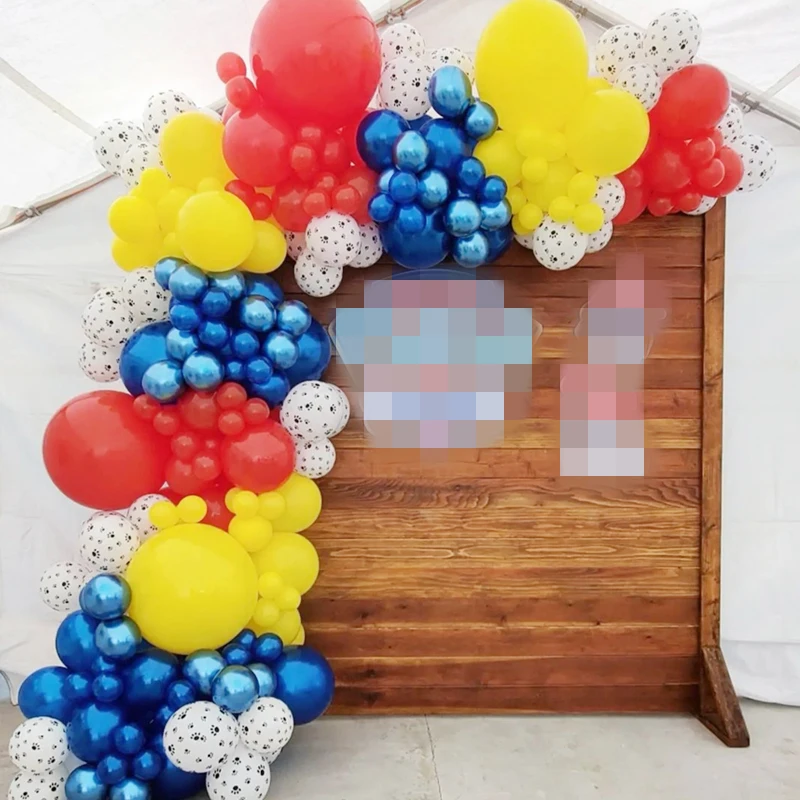 107 Uds beb&eacute; ducha vacas perro huellas globo guirnalda arco Kit amarillo Azul Rojo de l&aacute;tex Globos de cumplea&ntilde;os fiesta Decortiions-1