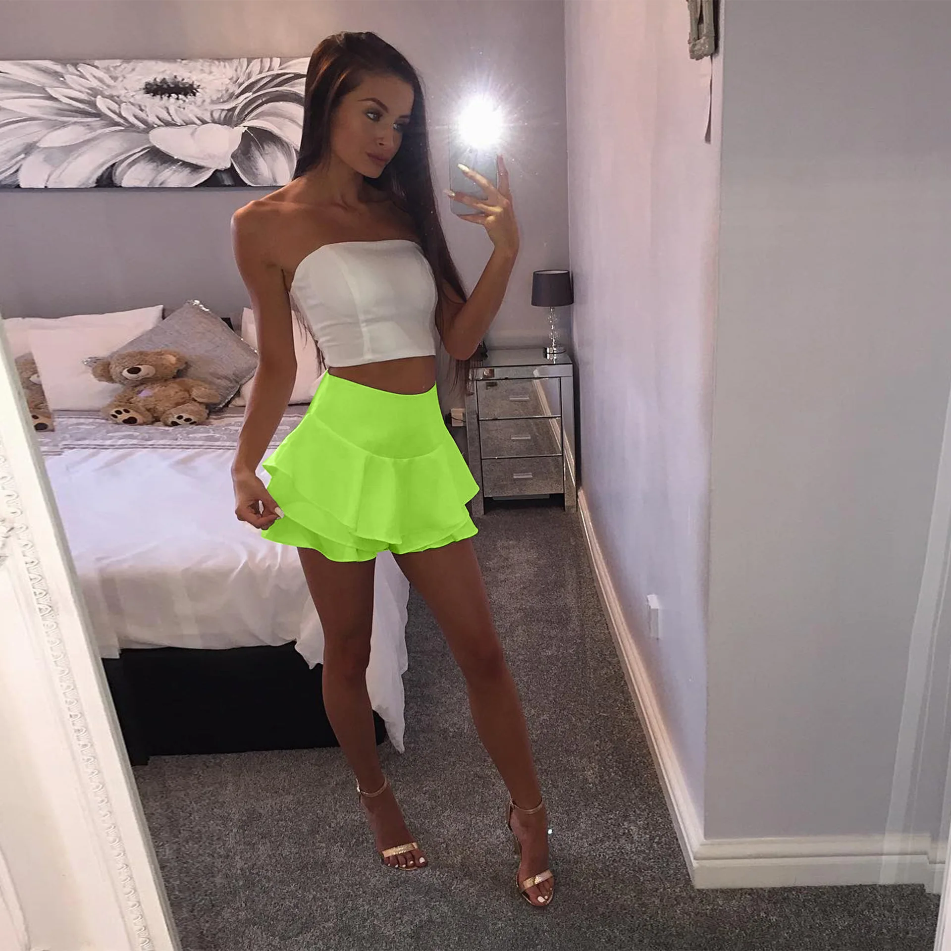 Летние модные сексуальные шорты с высокой талией для женщин одноцветное