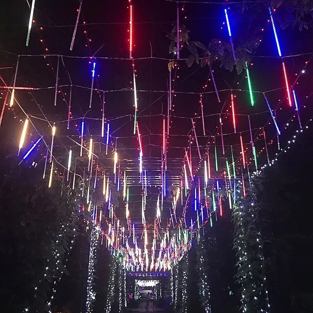 Трубка на троссе освещение по типу метеоритного дождя струна солнечной энергии