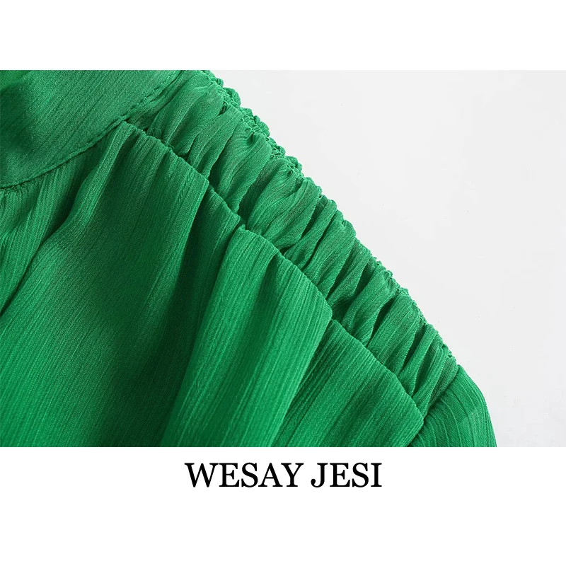 

WESAY JESI Fashion Elegant Dresses Vintage Long Dress Solid Color Female Clothing Elastic High Waist Casual Dress Woman Flowy