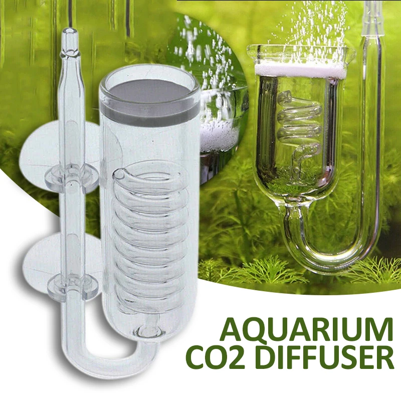 

1pc Aquarium Tank Spiral CO2 Diffuser Glass Bubble Counter With Suction Cup for Plants