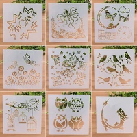 new 9pcsset 13cm animals owl diy craft layering stencils painting scrapbooking stamp embossing album decorative card template