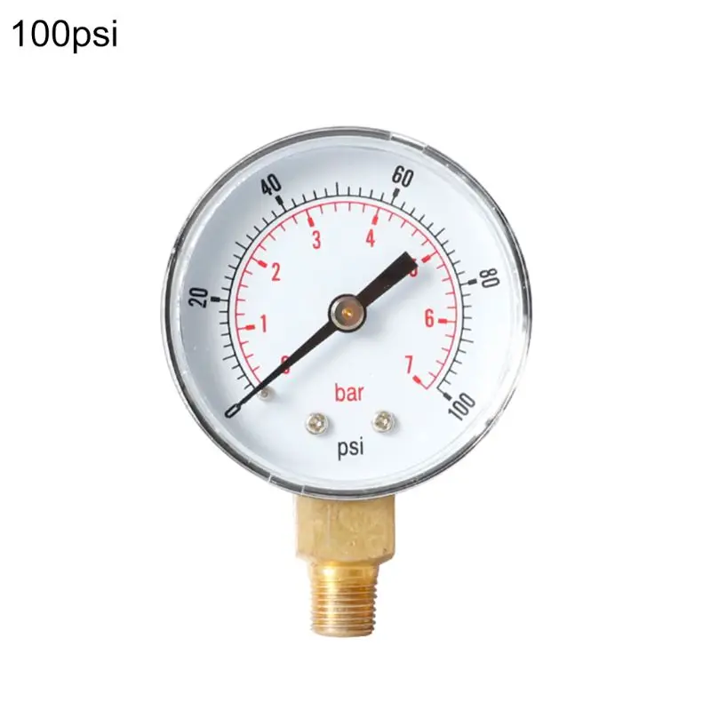 100psi Манометр 52 мм 1/" BSPT вертикальный 15,30, 60100150300 фунтов/кв. дюйм& бар нижнее Крепление - Цвет: 100psi