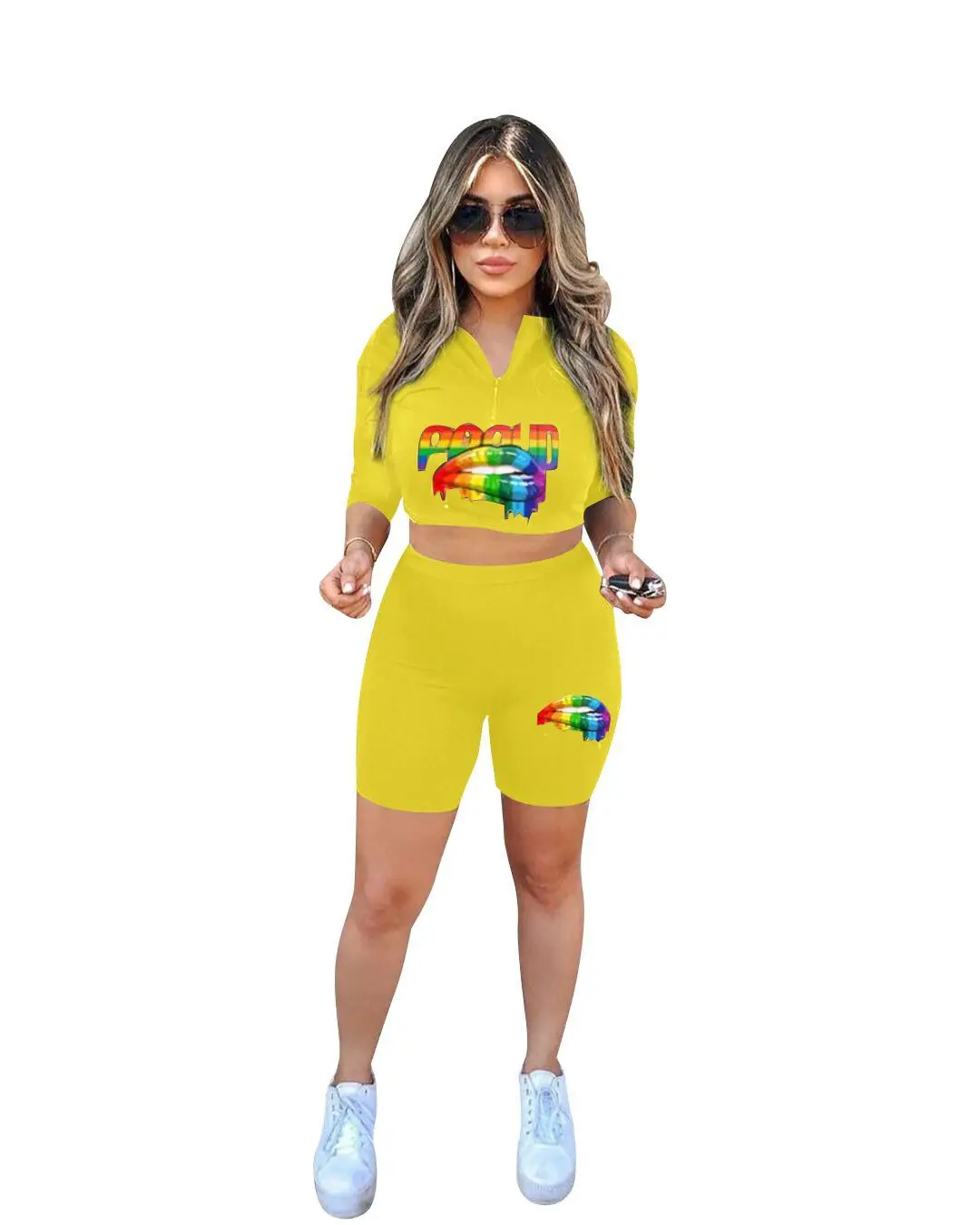 Новинка 2019 женский летний комплект из двух предметов: футболка с коротким