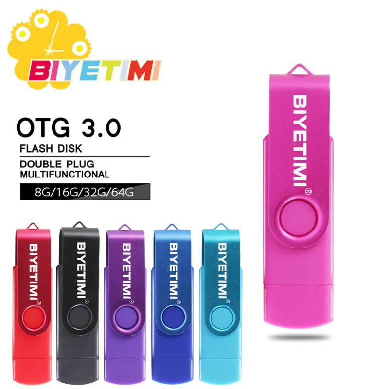 Лучшие продажи OTG USB флеш-накопитель cle usb 3,0 stick 64G otg ручка-накопитель для смартфонов 4g 16g 32g 128G BIYETIMI