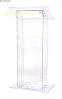 acrylic lectern with shelf crystal clear decoration table podium furniture