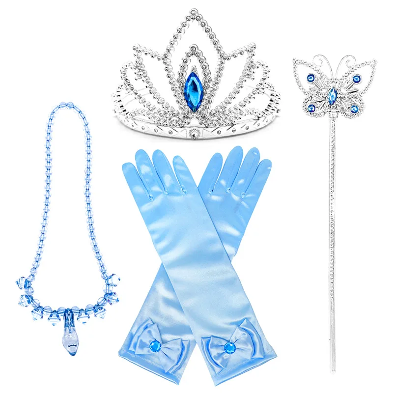 

Girls Princess Crown Magic Wand Necklace Gloves Wig Accessories Earring Bracelet Set Cosplay Costume for Stage Performance Party