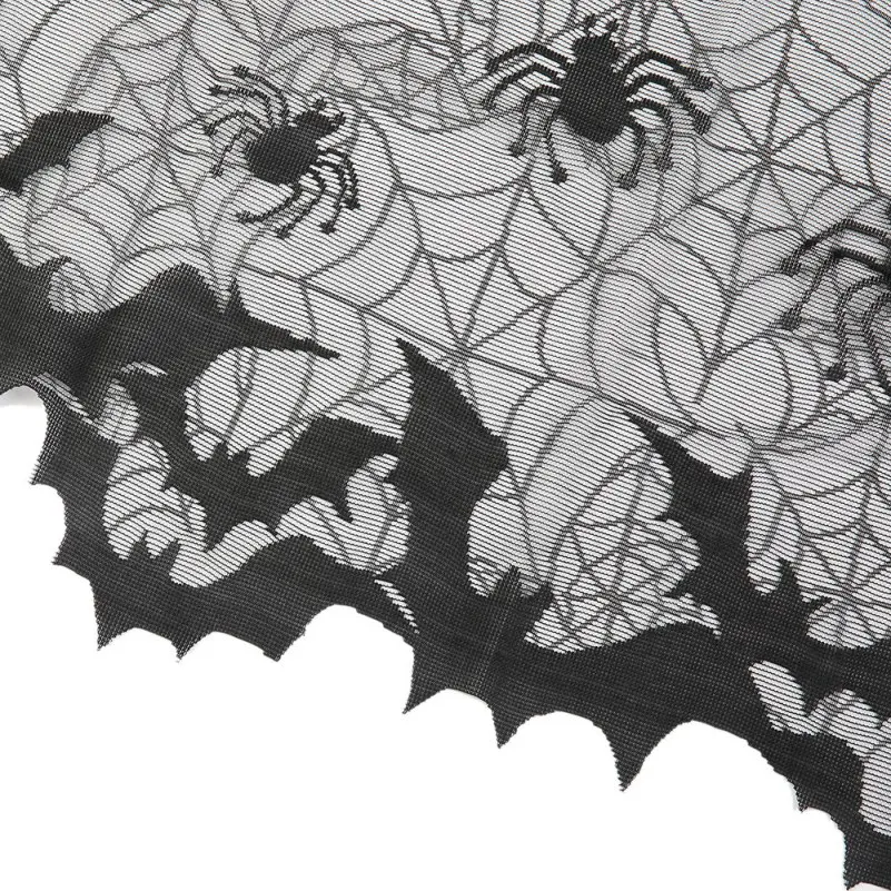 1 шт. Горячая Хэллоуин украшения Черная кружевная паутина на камин мантия шарф