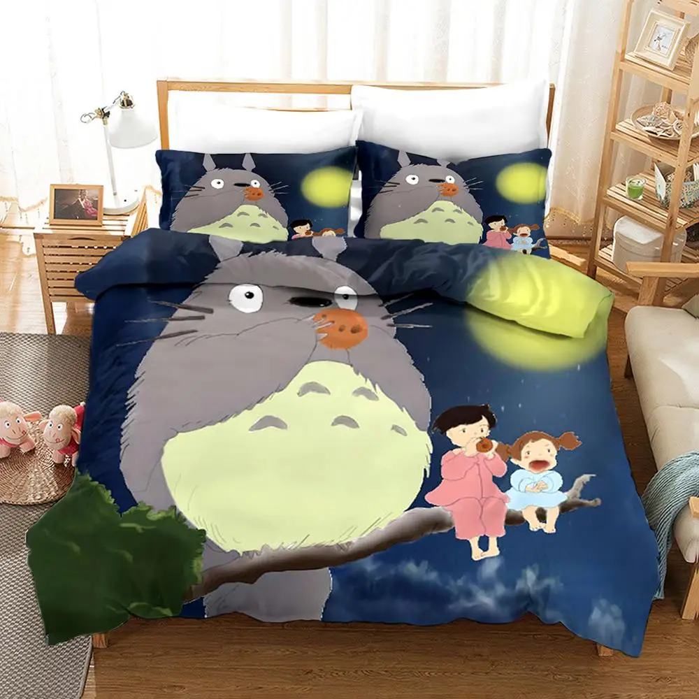 

Cianlsria Totoro Cartoon Printed Kids Bedding Sets Children 3 PCE Quilt Cover and Pillowcase No Sheets