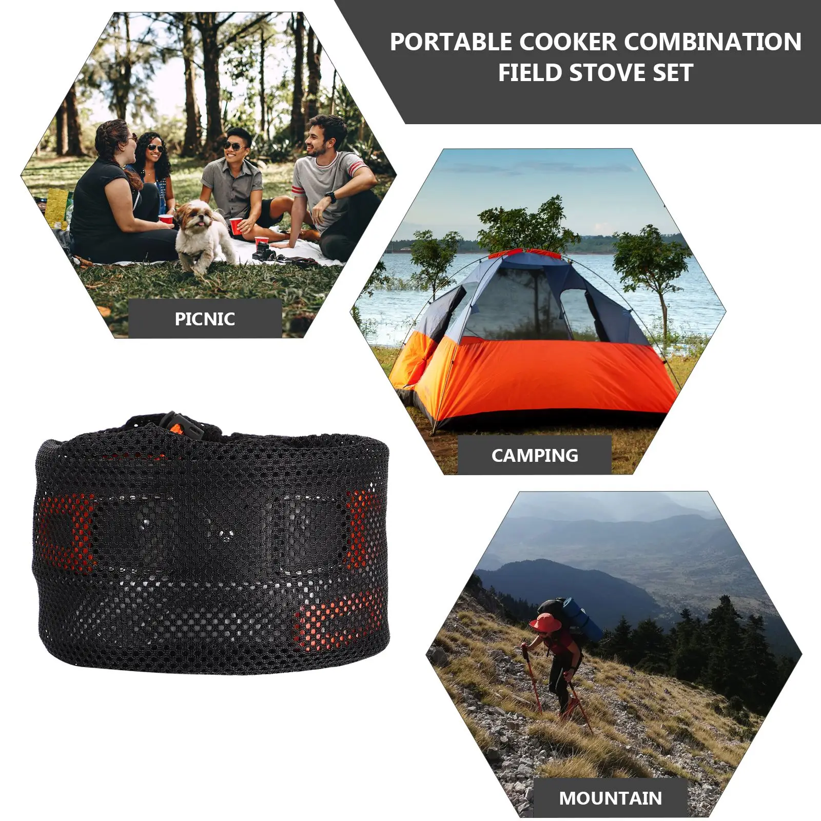 

1 Set Camping Cookware Safe Fine Nice Camping Supplies Outdoor Cookware Pot Teapot Set