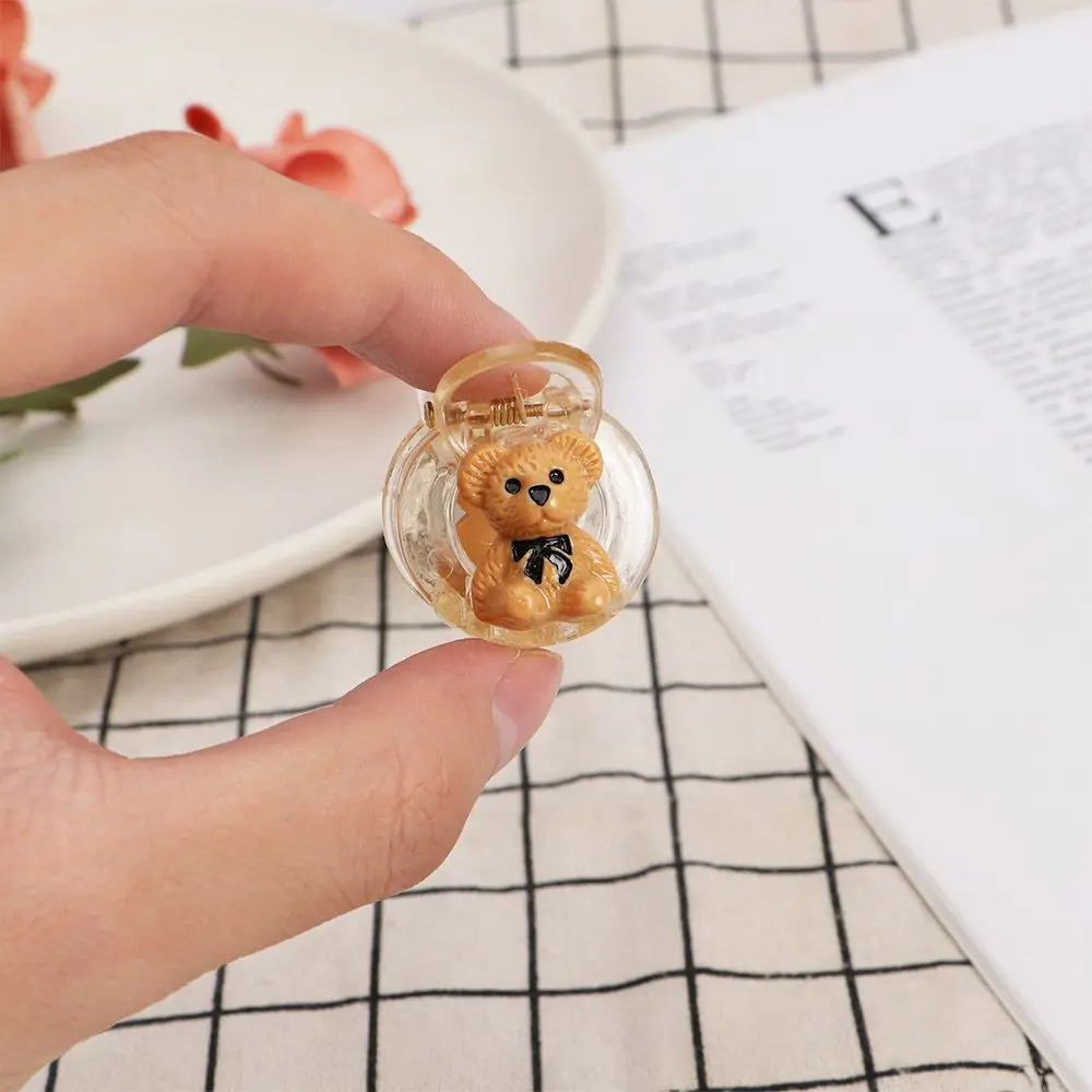 

Корейские прозрачные заколки для волос с мультяшным медведем, женские повседневные заколки для девочек, летние новые простые резиновые акс...