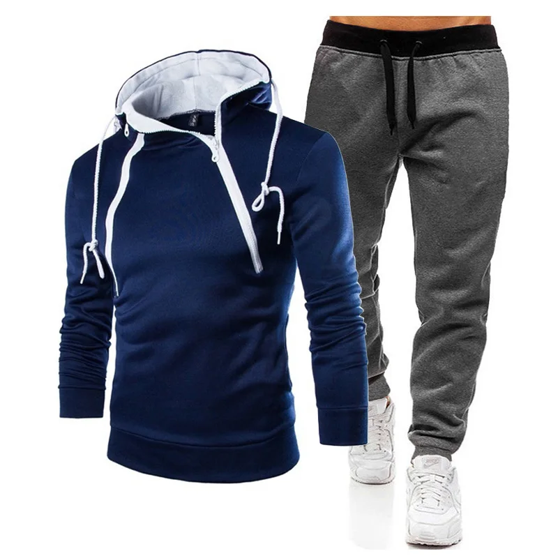 

New sports two-piece sportswear men's hooded sweatshirt + pants pullover hooded sportswear suit casual fashion men's clothes M-3