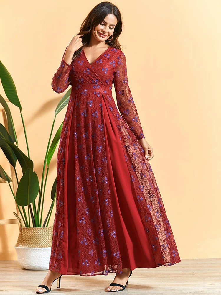 Кружевные Абайи для женщин индийская Европейская мусульманская одежда кафтан