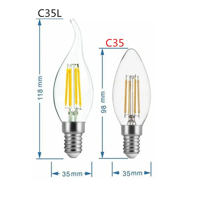 5 шт. светодиодная дизайнерсветильник энергосберегающая свеча 4 Вт 6 C35L C35 лампа E14