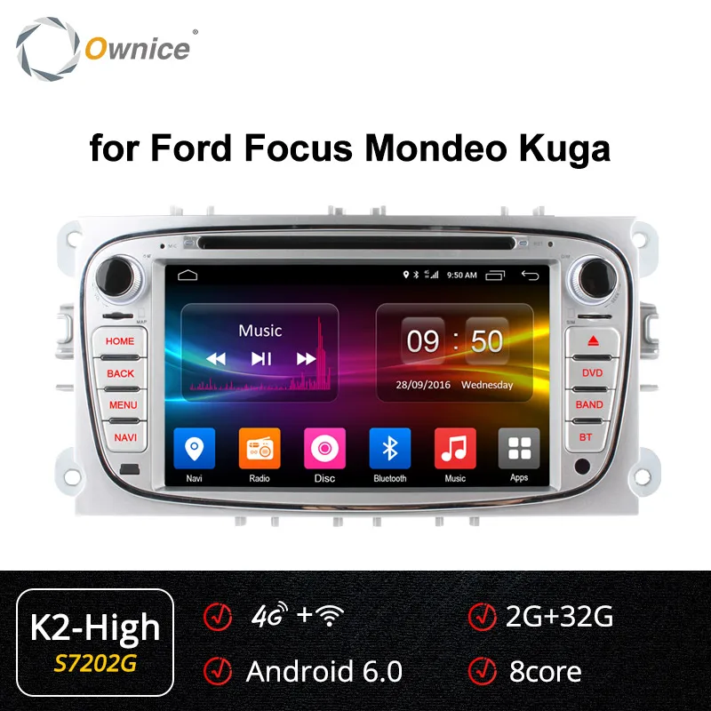 Ownice K1 K2 K3 K5 K6 Android 9,0 Octa 8 ядерный автомобильный dvd-плеер для FORD Mondeo S-MAX подключения фокуса 2008-2011 радио gps 4G LTE DSP - Цвет: S7202S K2-High