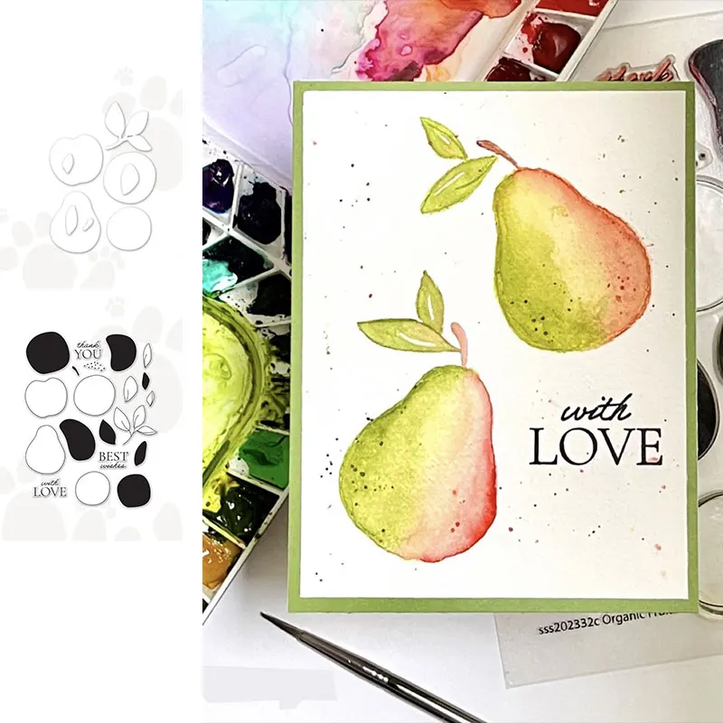 

Pear apple fruit cutting dies & stamps scrapbook dariy decoration stencil embossing template diy greeting card handmade