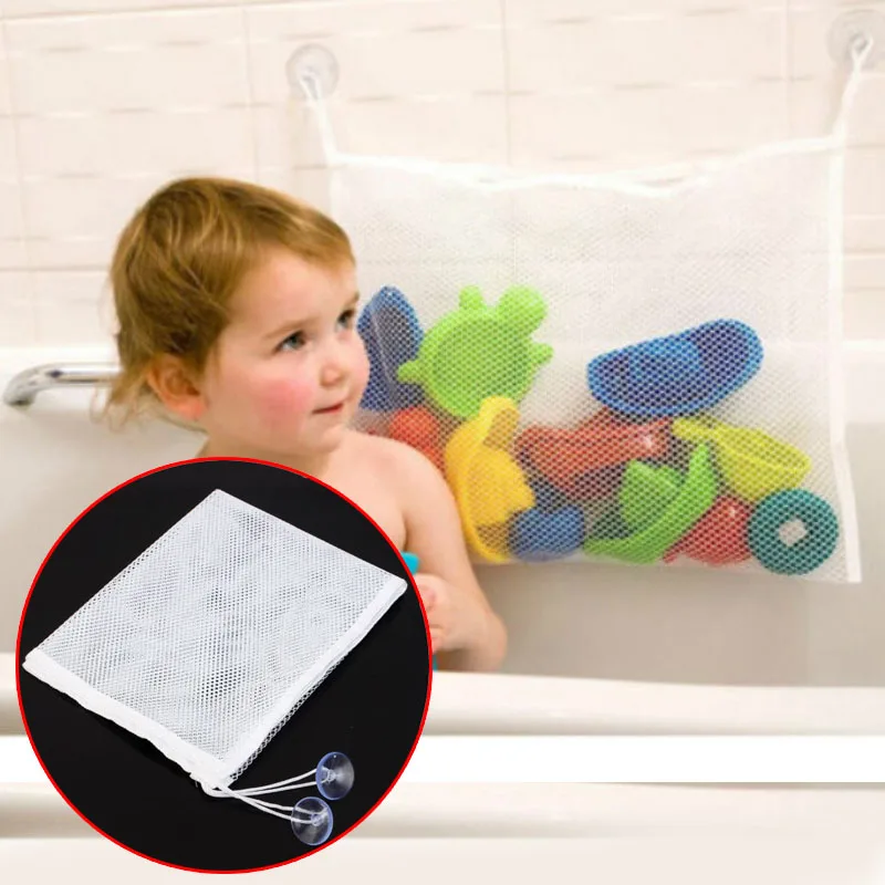 Net Suction Cup Baskets Folding Eco-Friendly High Quality Baby Bathroom Toy Mesh Storage bag Child Bath Toy