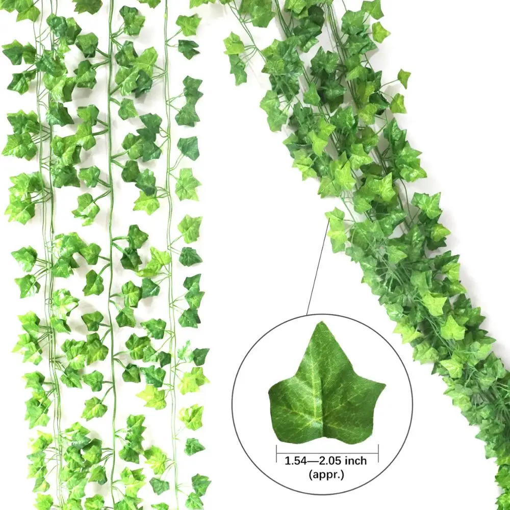 

12pcs Wedding Decoration Artificial Plants LED Leaf Garland Silk Rattan Leaf Vine Hanging for Home Living Room Decor