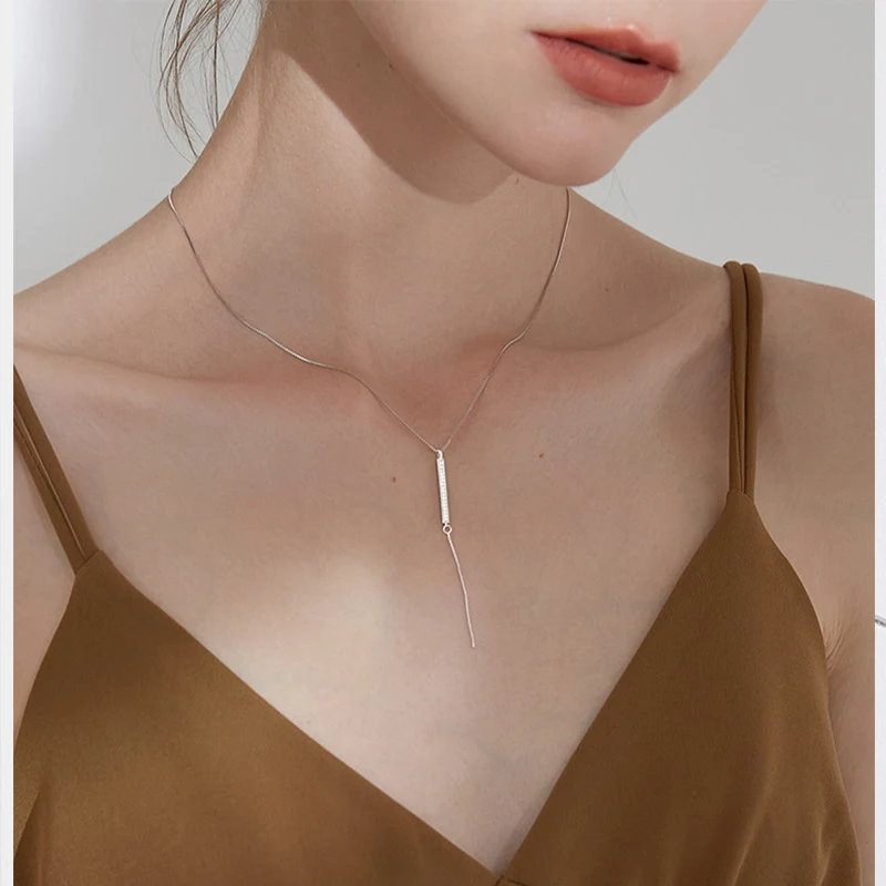 Милое ожерелье из стерлингового серебра 925 пробы простой геометрический кулон