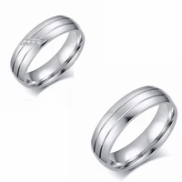 fashion titanium steel men and women couple ring simple two color personality stainless steel couple diamond ring