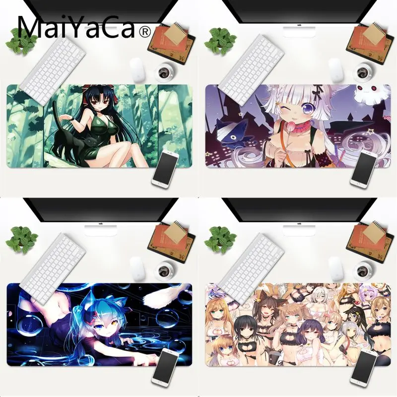 

MaiYaCa Sexyt Anime Cat Girl Rubber Pad to Mouse Game XXL Mouse Pad Laptop Desk Mat pc gamer completo for lol/world of warcraft