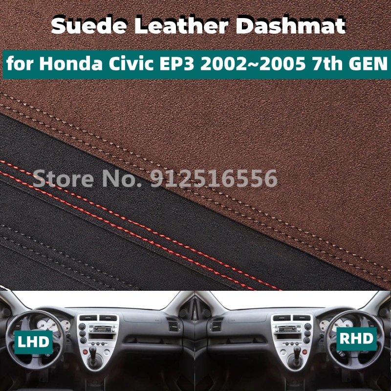 

Автомобильные аксессуары, замшевый кожаный коврик для приборной панели, коврик для приборной панели, солнцезащитный козырек для Honda Civic EP3 ...