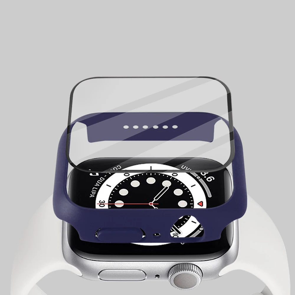 Стеклянный чехол для часов Apple Watch 7 с защитной оболочкой и бампером на экран серии iwatch 45 мм 41 мм, аксессуары для часов apple watch 6 5 4 3.