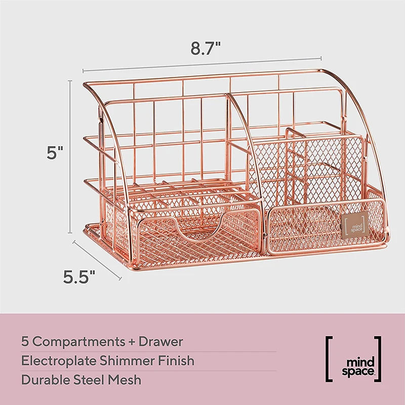 

Office Desk Organizer with 6 Compartments and Drawer The Mesh Collection Storage Holder Case Promotion