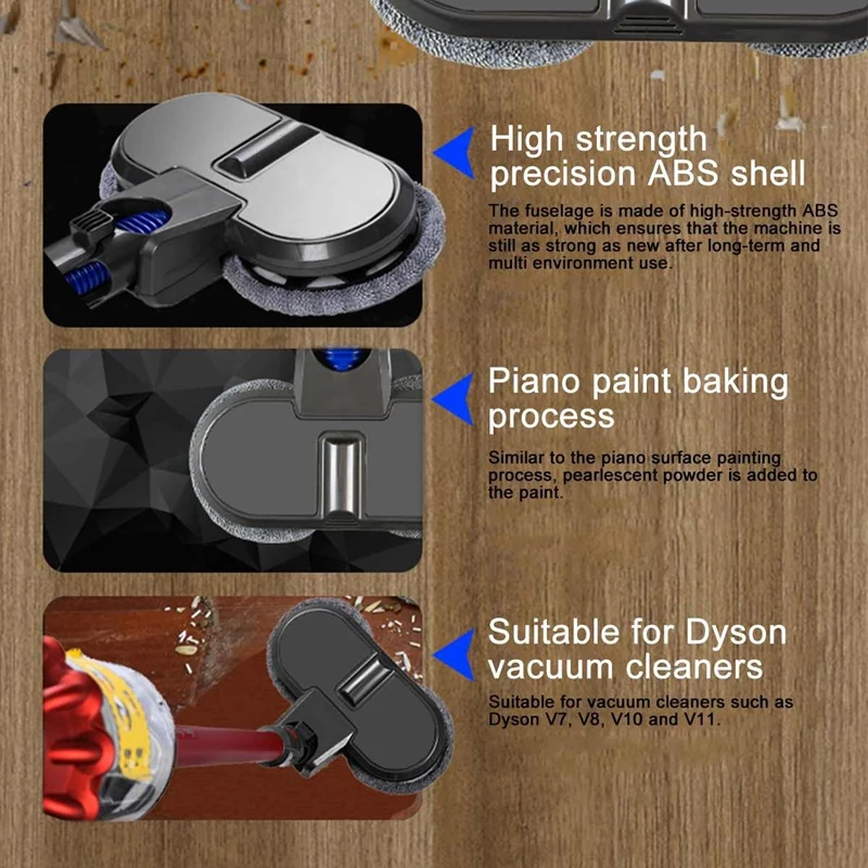 

HOT-Electric Mopping Vacuum Brush and 8 Cleaner Cleaning Cloth for Dyson V7 V8 V10 V11 Replacement Parts with Water Tank