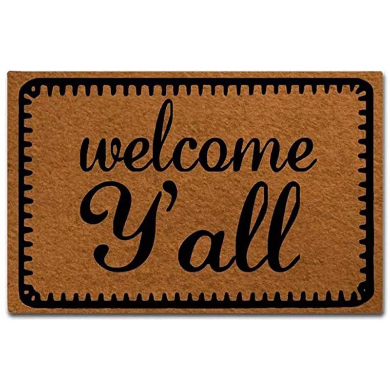 

Дом Нескользящие спереди печать добро пожаловать и надписью «Y'all для модниц комнатные двери коврики прокрутки фланелевая спинка коврики ни...