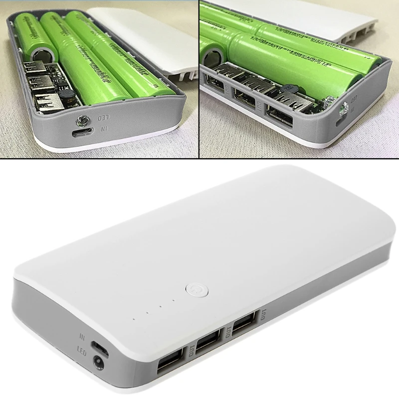 

H7JA 5V 2.1A 3 USB Power Bank Charger Step Up Boost Module + 18650 Li-ion Shell Kit