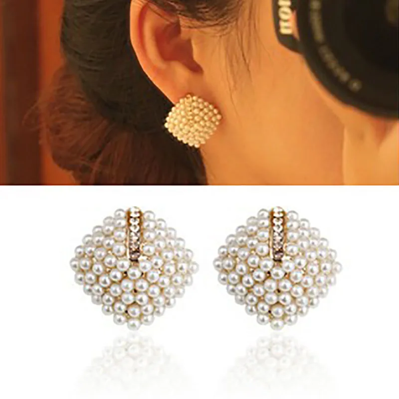 Женские модные серьги-гвоздики женские элегантные жемчужные серьги