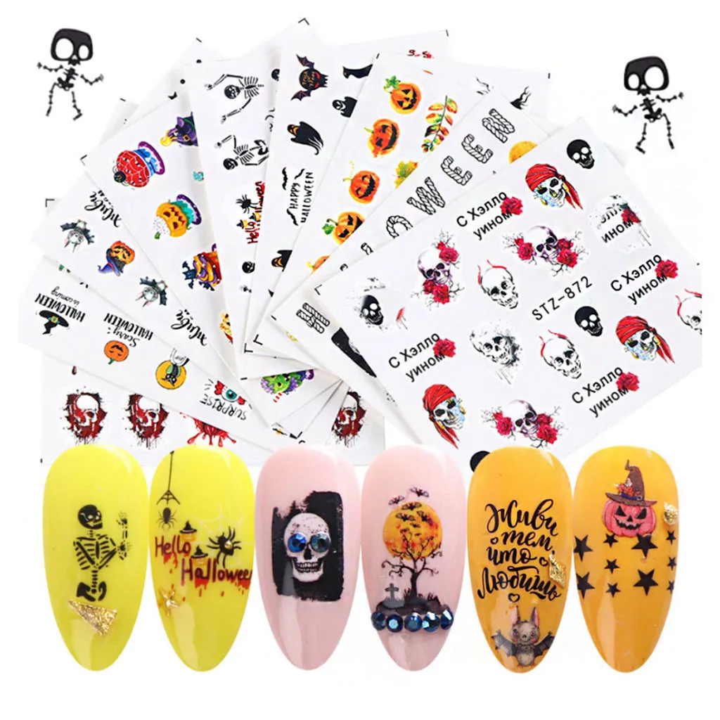 2019 Хэллоуин наклейка на ногти водная самоклеющаяся тату для нейл-арта Ins Милая