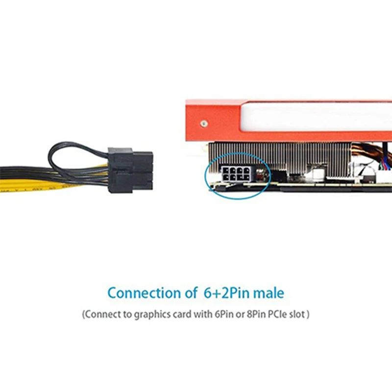 

12 Pcs 6 Pin PCI-E to 8 Pin (6+2) PCI-E (Male to Male) GPU Power Cable 50cm for Graphic Cards Mining HP Server Breakout