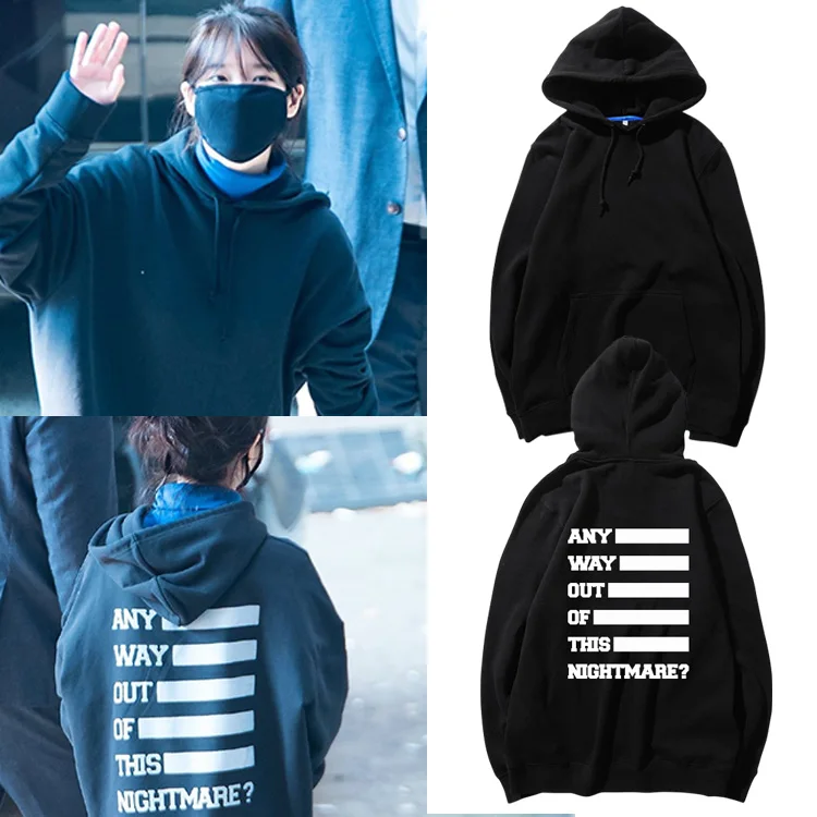 

New K Pop Kpop K-pop Clothes IU Same Paragraph Streetwear Hip Hop Hoodie Sweatshirts Pullover Tops Female Harajuku Kawaii Hoody