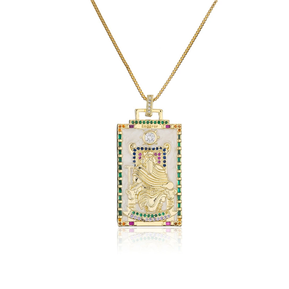 

Gothnic Tribal Enamel Clavicle Chain 18K Gold Plating Ladies Paved Retro Crystal Oil Painting Pendant Necklace Women Jewelry