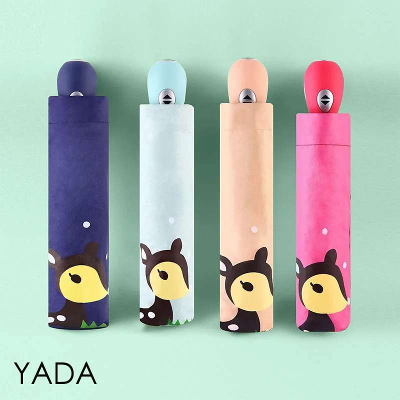 

YADA New Fashion Lovely Deer Pattern Automatic Umbrella Folding Cartoon Deer Umbrellas For Children Anime Rain Umbrella YD200330