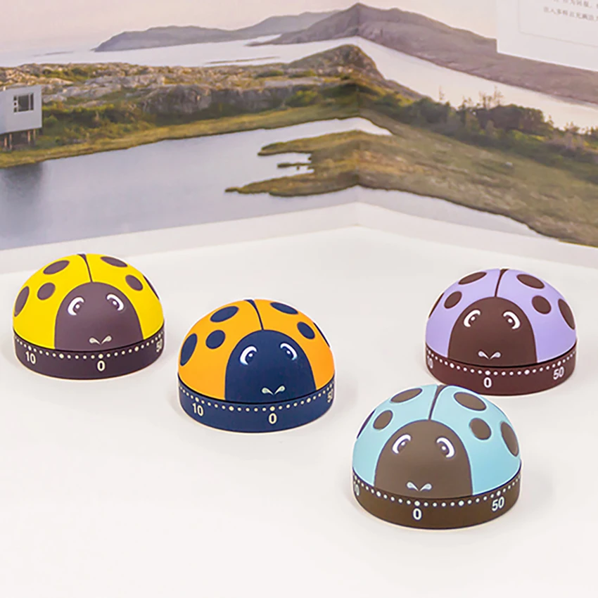 

Mini Ladybug Kitchen Timer Reminder Alarm Clock, 60 Minutes Mechanical Kitchen Baking Time Timers Students Study Time Manger