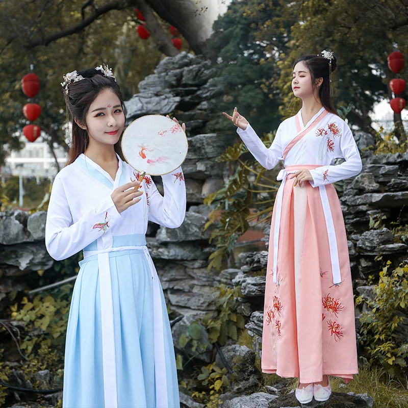 

Chinese Hanfu Woman Elegant Oriental Embroidery Fairy Japanese Kimono Dress Haori Yukata Photography Party Wear Top Skirt WOMEN