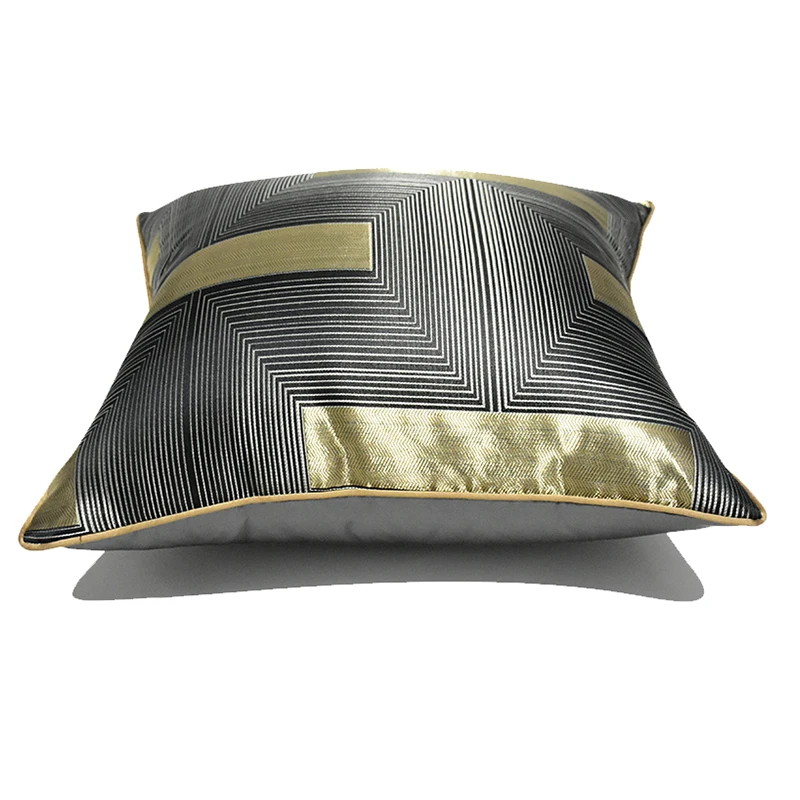 

Medicci Home Distinctive Style Cushion Cover Black Gray Gold Geometric Pattern Luxurious Throw Pillow Cases Modern Upholstery
