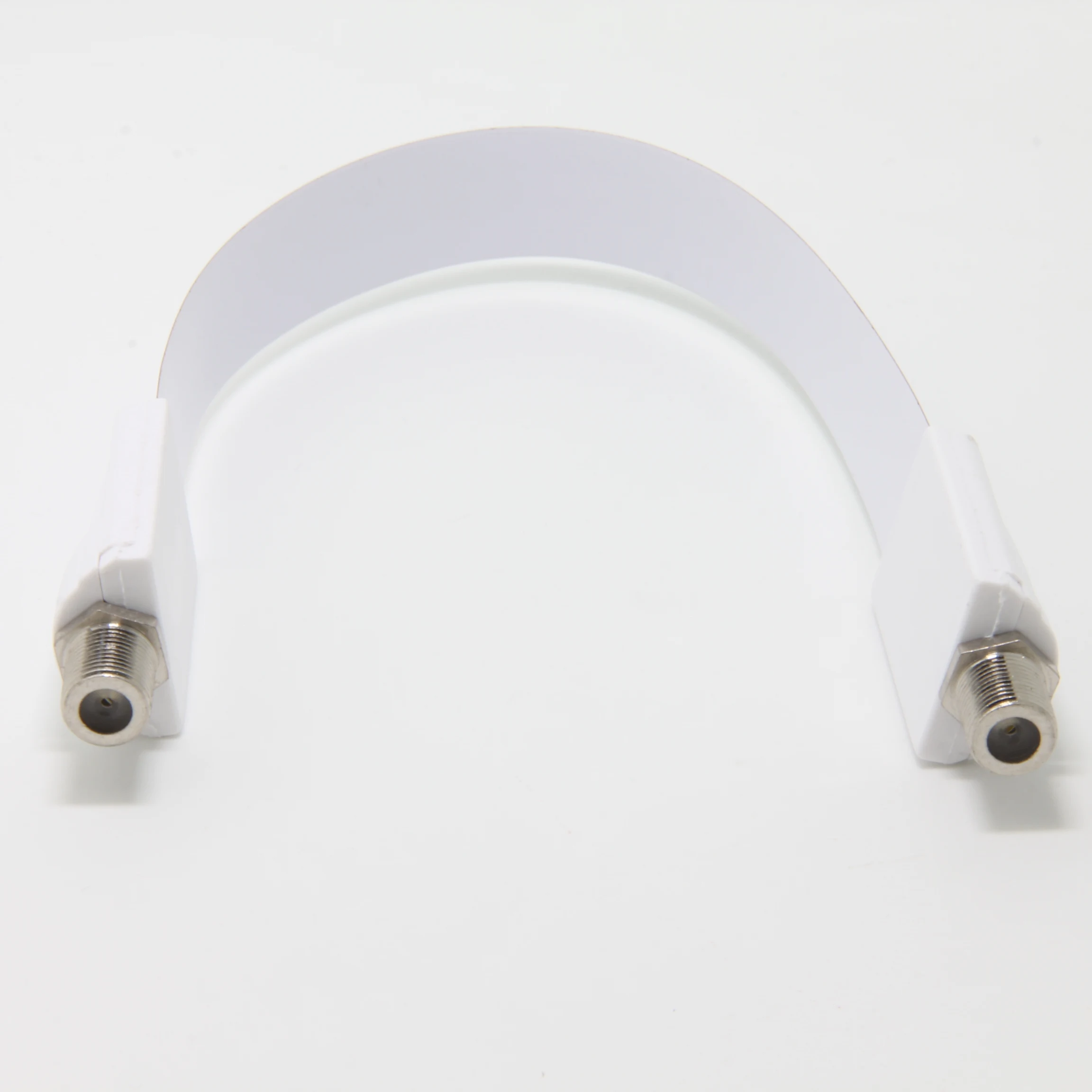 

White Flat Window and Door Feed Thru Jumper Cable, F-Type Female to Female Flat Coax TV Cable, Ultra Slim Paper Thin