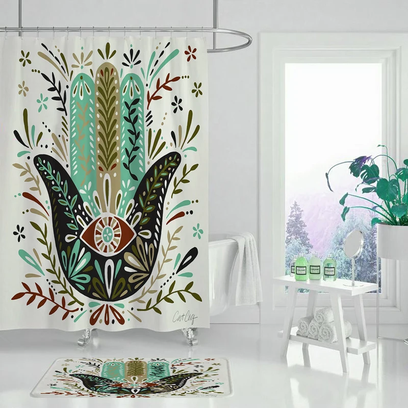 Занавеска для душа из полиэстера с принтом в виде тропических растений | Дом и сад