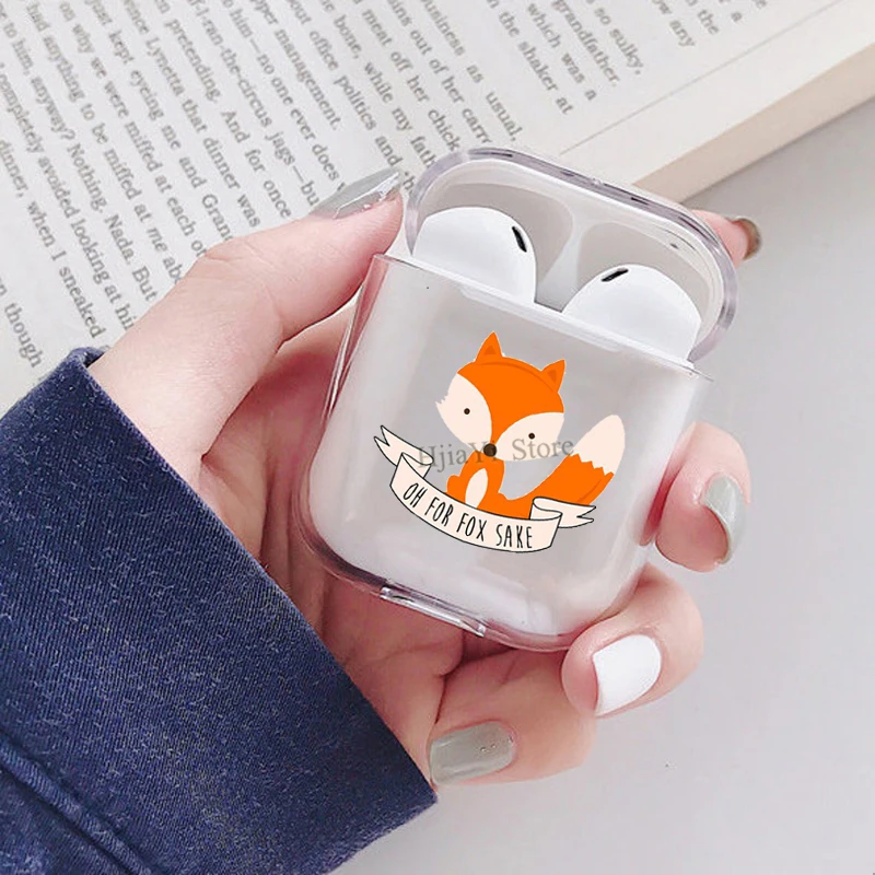 О для Fox саке наушники чехол Apple AirPods 1 2 мягкий прозрачный из материала TPU