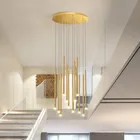 Современная Минималистичная Потолочная люстра для лестницы, Скандинавская Светодиодная лампа для виллы канделябр, освещение золотогочерного цвета для кафе, ресторана