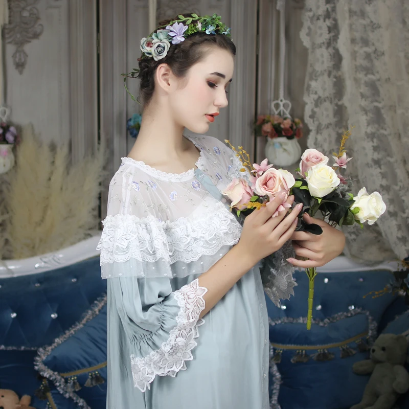 Женский халат, ночная рубашка, длинная ночная рубашка, винтажная элегантная Домашняя одежда, женское длинное платье, длинные ночные рубашки