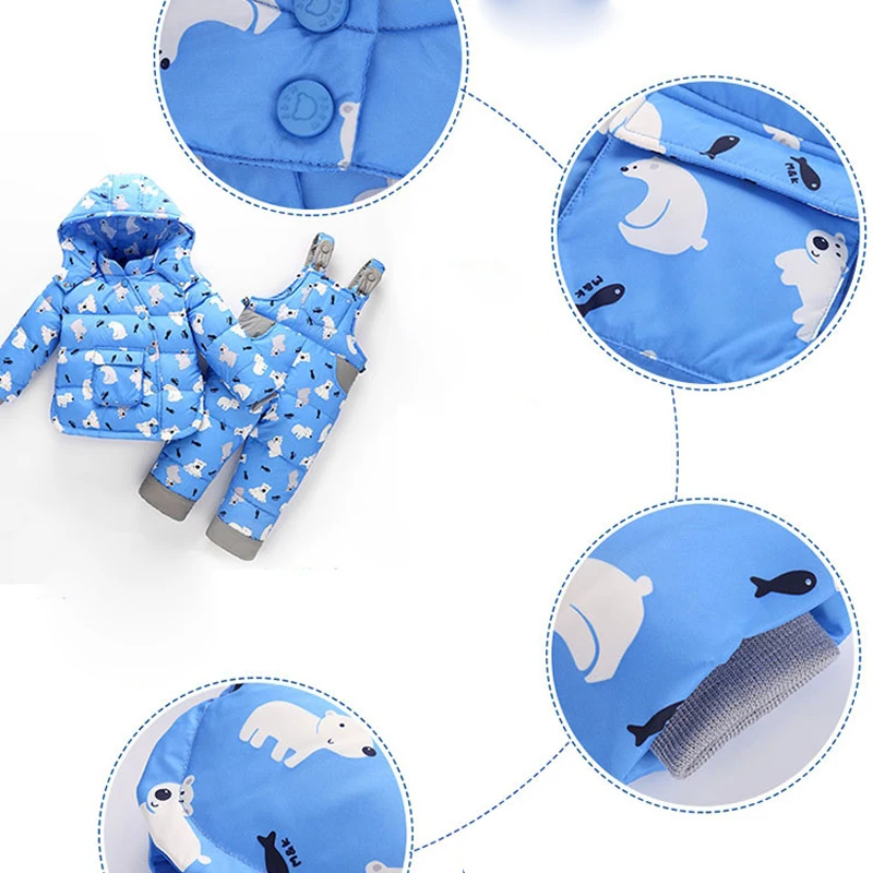 Зимний детский комплект одежды на утином пуху куртка для маленьких мальчиков и