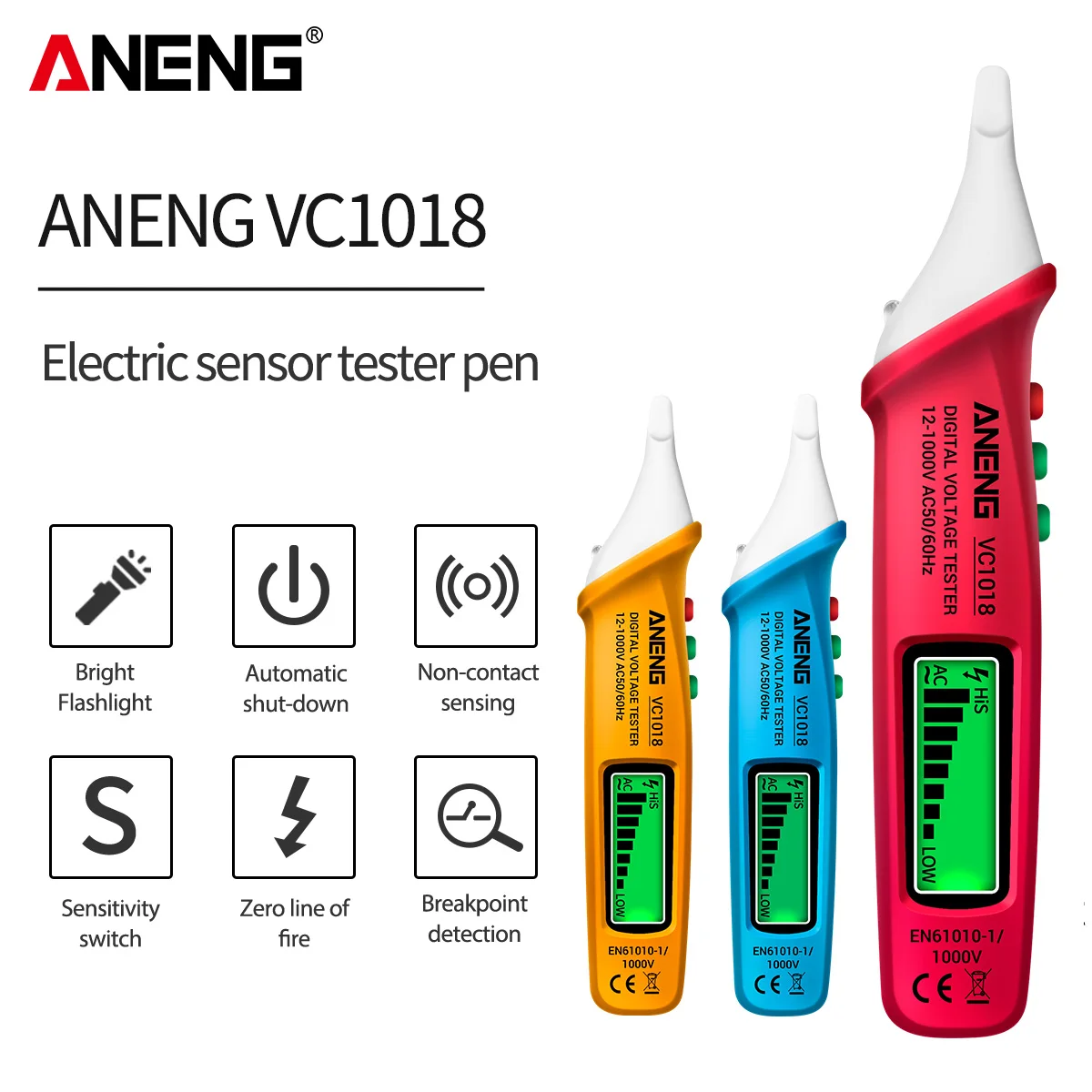 ANENG VC1018 Electric Sensor Tester Pen Digital Intelligent AC Voltage Meter 1000V Voltmeter Buzzer Detector Electric Tool CA