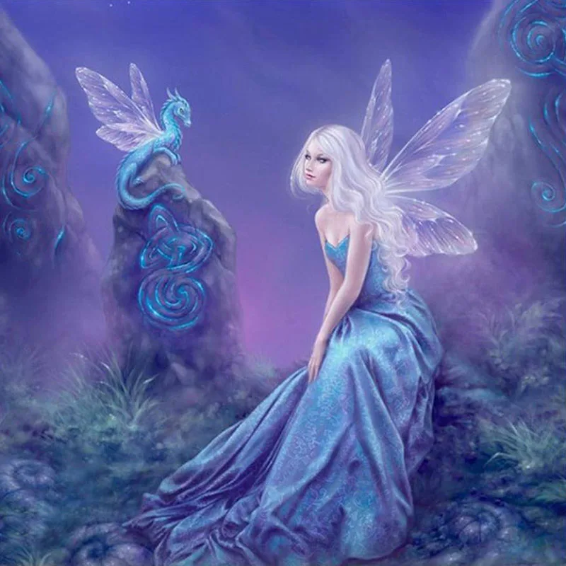 

5D DIY diamond embroidery white angel fairy tale diamond painting cross stitch square rhinestone mosaic decoration gift