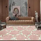 Модные и свежие розовые напольные коврики для гостиной в европейском стиле с цветочной рамкой для девочек, прикроватный коврик для спальни